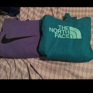 Nike and northface pull over hoodies